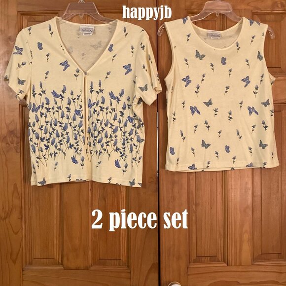 EUC Vintage Basic Editions Matching Cardigan and Sleeveless Top Size L - Picture 2 of 14